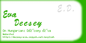 eva decsey business card